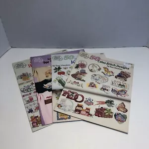 4 Sam Hawkins Cross Stitch Pattern Books Lot Assorted Baby Kitchen Waste Canvas - Picture 1 of 9