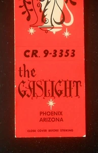 The Gaslight Restaurant Phoenix AZ Maricopa Co Matchbook Arizona años 50 - Imagen 1 de 1