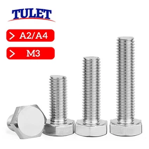 M3 Sechskantschrauben Edelstahl DIN 933 A2 A4 Maschinen Gewinde Voll 4017 M3x - Imagen 1 de 4