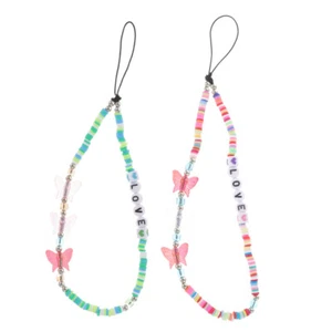 2 Pcs Mobile Phone Chain DIY Cellphone Charm Strap Beaded Lanyard - Zdjęcie 1 z 11