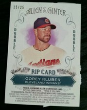 2015 Allen & Ginter Clayton Kershaw Corey Kluber Double Rip Card /25