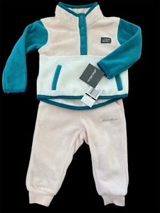 Eddie Bauer NWT Pink/Turquoise Capri Breeze Fleece Top & Jogger Pants-12Mos - Picture 1 of 9