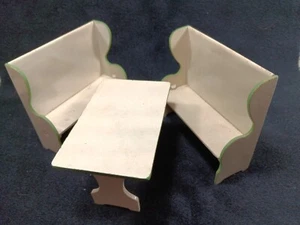 Arcade Cast Iron Toy Table & Bench Set• Antique Doll Furniture - Picture 1 of 4