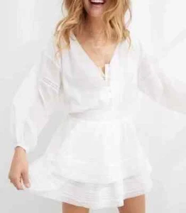 Mini Abito Aerie Rock n Ruffle Bianco Taglia S/P Nuovo con etichette - Foto 1 di 8