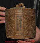 5.6" China yixing zisha pottery bamboo text statue tea canister tea crate