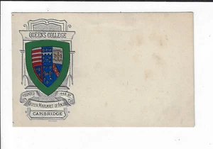 Cambridge Coat of Arms Crest Embossed Queen's College Postcard p2134 - Picture 1 of 2