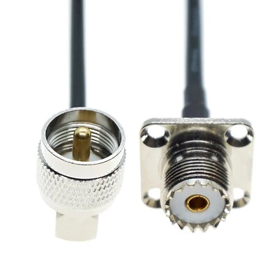 SO239 female Flange to PL259 UHF male Right Angle RG58 Coax Connector Cable lot - Image 1 of 4