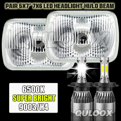 Pair 7x6" 5x7" LED Headlights H4 Hi/Lo Beam for Buick Skylark Century Reatta Foto 1 de 4