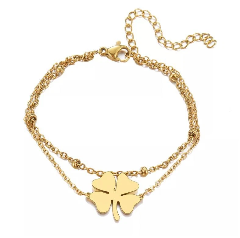 Armband Kleeblatt Glück Edelstahl Armkette Damen Schmuck Klee Liebe - Bild 1 von 1