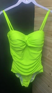Relleciga One Piece Women’s Padded Spaghetti Strap Swimsuit Size S Neon Green - Picture 1 of 9