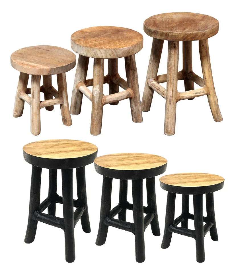 Teak Holz Pflanzen Hocker - Größe + Farbe wählbar - Deko Blumen Ständer massiv - Bild 1 von 1