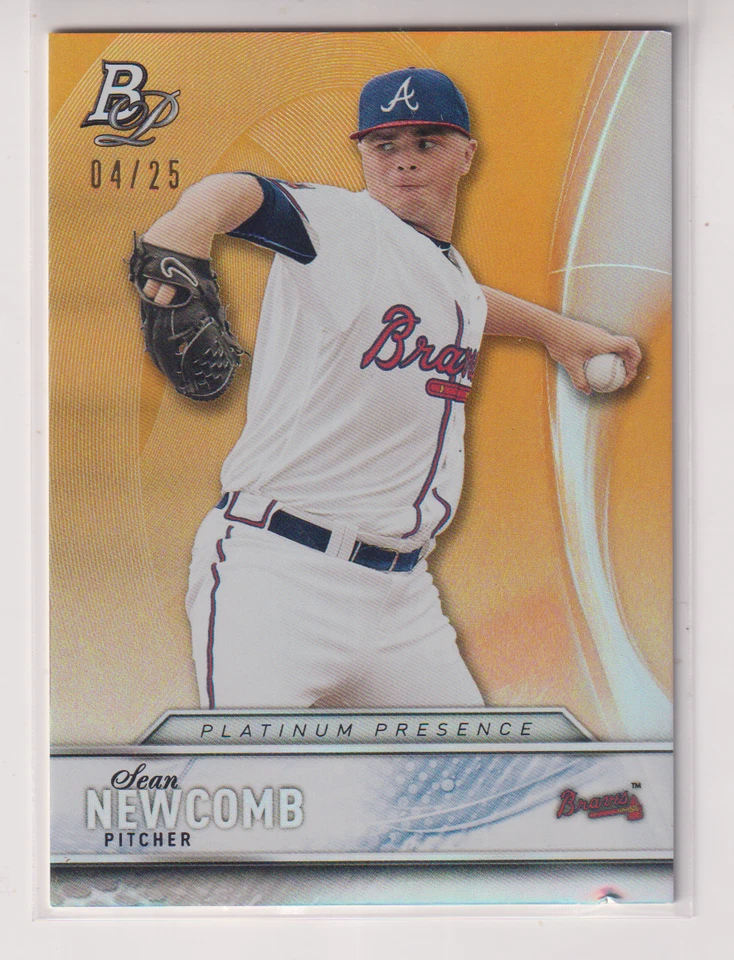 Карта Шона Ньюкомба 2016 Bowman Platinum Presence оранжевая версия PP26 $1 доставка No/25 - Изображение 1 из 1