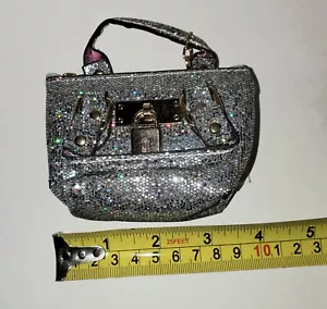 "Mini Cartera Llavero Plateado Arco Iris Brillo con Cremallera 3"" X 4" - Imagen 1 de 4