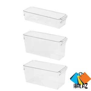 Klar Kühlschrank Aufbewahrungsbox Set - Kunststoff Organizer Behälter für Lebensmittel Gemüse 3 Größen - Bild 1 von 6