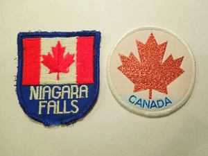 Vintage Set of Canadian Patches - Niagara Falls and Red Glitter Maple Leaf - Picture 1 of 4