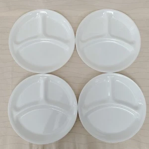 4 Set Corelle Vitrelle 3 Divided Compartment Slotted White Dinner Plates 10.25" - Picture 1 of 5