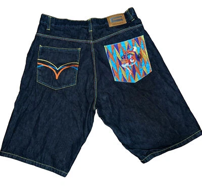 Coogi Mens 42W x 15L Tag Embroidered Baggy HipHop Streetwear Denim BLK Shorts Z1 - Image 1 of 4