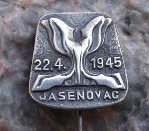Antique Croatia Jasenovac Concentration Camp Liberation Remembrance Pin Badge - Picture 1 of 2