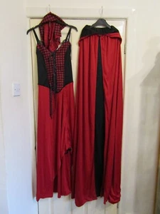 ROTKÄPPCHEN OUTFIT BEINHALTET KLEID, KAPUZENUMHANG & TASCHENTUCH DAMEN 6-8. - Bild 1 von 2