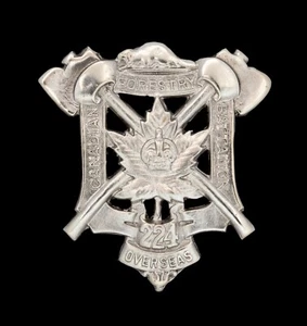 224º Batallón Forestal Canadiense en el Extranjero Insignia Plata Sello - Imagen 1 de 1