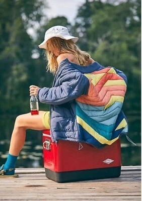 New Free People Movement  Midnight Moon Bomber Quilted Jacket Rainbow Blue XS - Image 1 of 4