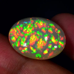 19.23Ct Oval Cab 25 X 20 mm Rainbow Flashy 3D Honey Comp Solid Welo Opal - Picture 1 of 1