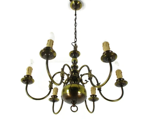 Flemish Dutch Chandelier 6 Arm Lights Brass Eagle Barn Farm Countryhouse Style Cover