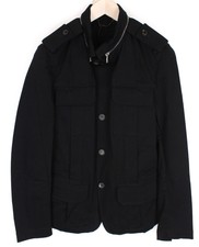 JOHN RICHMOND Men Jacket 48 Black Cotton Stretch Single-Breasted Long Sleeved