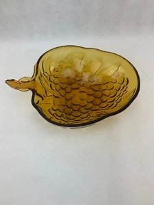  Vintage Amber Carnival Glass Grape Shape Candy or Cookie Dish  - Picture 1 of 6