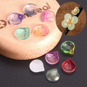 10pcs 15x13mm Petal Shape Colorful Crystal Glass Loose Beads For Jewelry Making - Picture 1 of 14