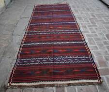 4'2 x 11'1 Best vintage handmade afghan qalaino kilim rug, Hand woven tribal rug