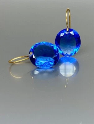 Svizzero Blu Topazio Orecchino 925 Argento Sterling Ovale Pendenti Regalo Per - Immagine 1 di 4