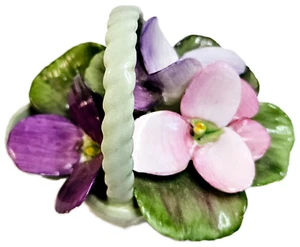 Vintage Adderley English Bone China - Capodimonte Style Flower Basket - Violets - Picture 1 of 6