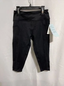 Z By Zella Girls Cropped Leggings High Waist Black Size 7/8 NEW - Picture 1 of 4