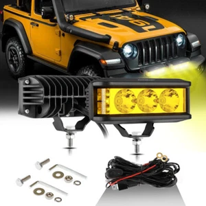 2x Auxbeam 5Inch Amber LED Light Bar Off Road Pod Lights Spot Lights Fog Lights - Picture 1 of 12