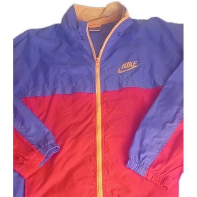 Chaqueta Cortavientos Nike XL Colorblock Años 90 Retro Cremallera Púrpura Rojo Naranja Swoosh Foto 1 de 4