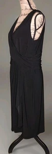 CHAPS - Flattering Faux Wrap Sleeveless Black Dress - Women's Size XL - Picture 1 of 3