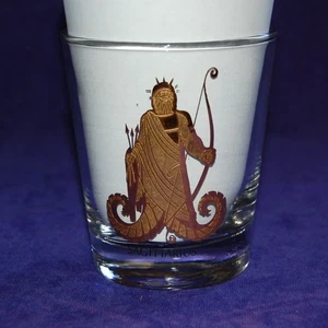 Vidrio de barra vintage Sagitario El signo del arquero zodiaco doble antiguo - Imagen 1 de 2