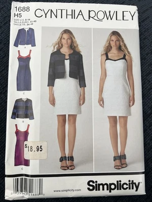 Simplicity 1688 Cynthia Rowley Misses Dress Jacket Pattern H5 6 8 10 12 14 Uncut - Image 1 of 4