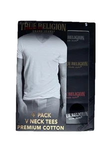 True Religion 4er Pack T-Shirts mit V-Ausschnitt Größe S - Bild 1 von 2