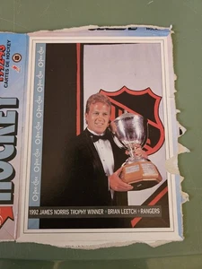 1992/93 O-PEE-CHEE NHL HOCKEY CARD BOX BOTTOM BRIAN LEETCH NORRIS TROPHY OPC - Picture 1 of 2