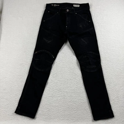 Jeans skinny masculino G-Star Raw 5620 3D zíper joelho 32x32 preto denim algodão stretch - Imagem 1 de 4