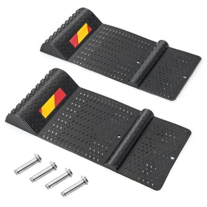 2 Pack Garage Car Parking Mat w/2 Mounting Method Reflective Strip Stopper Black - Picture 1 of 7