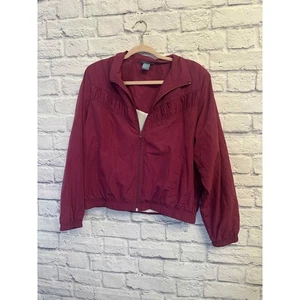 Napa Valley Sport Lightweight Full Zip Jacket Burgundy Ruched L - Picture 1 of 7