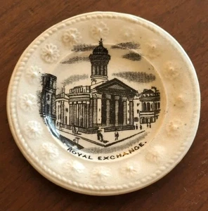 Royal Exchange historischer schwarzer Transfer Kinderteller Staffordshire Miniatur  - Bild 1 von 11