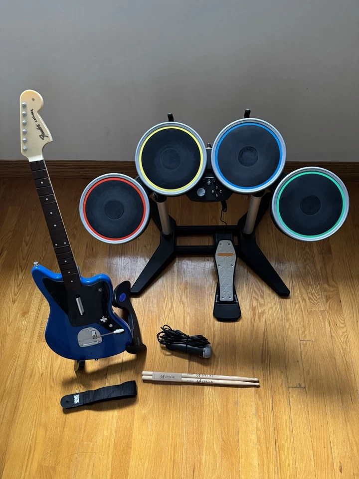 PS4 PS5 Rock Band 4 Bundle , Drums,  Jaguar Guitar , Microphone, NO Game Tested! - Image 1 of 3