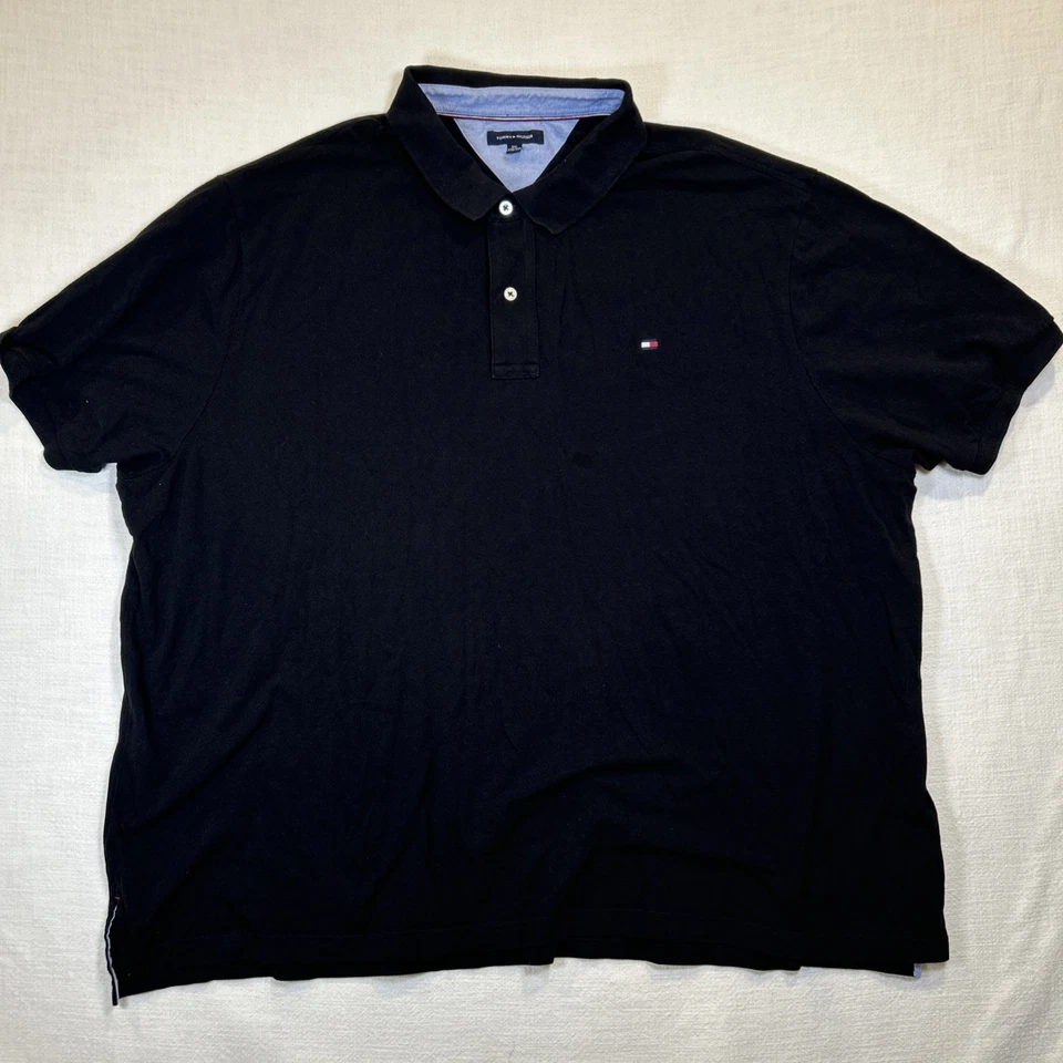 Tommy Hilfiger Men's Polo Black Short Sleeve 5XL 100% Cotton Shirt Big & Tall - Image 1 of 4