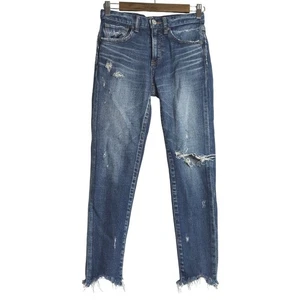 MOUSSY VINTAGE Howa Distressed Chewed Hem Cropped Skinny Jean Size 24 - Picture 1 of 9