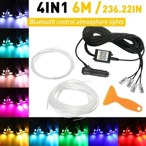 6M RGB LED Car Fiber Interior Optic Neon led Strip Wire Atmosphere Light Kit APP - Picture 1 of 19
