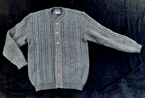 Isar Trachten gray wool blend cableknit cardigan-56-(48” chest) pristine cond - Picture 1 of 6